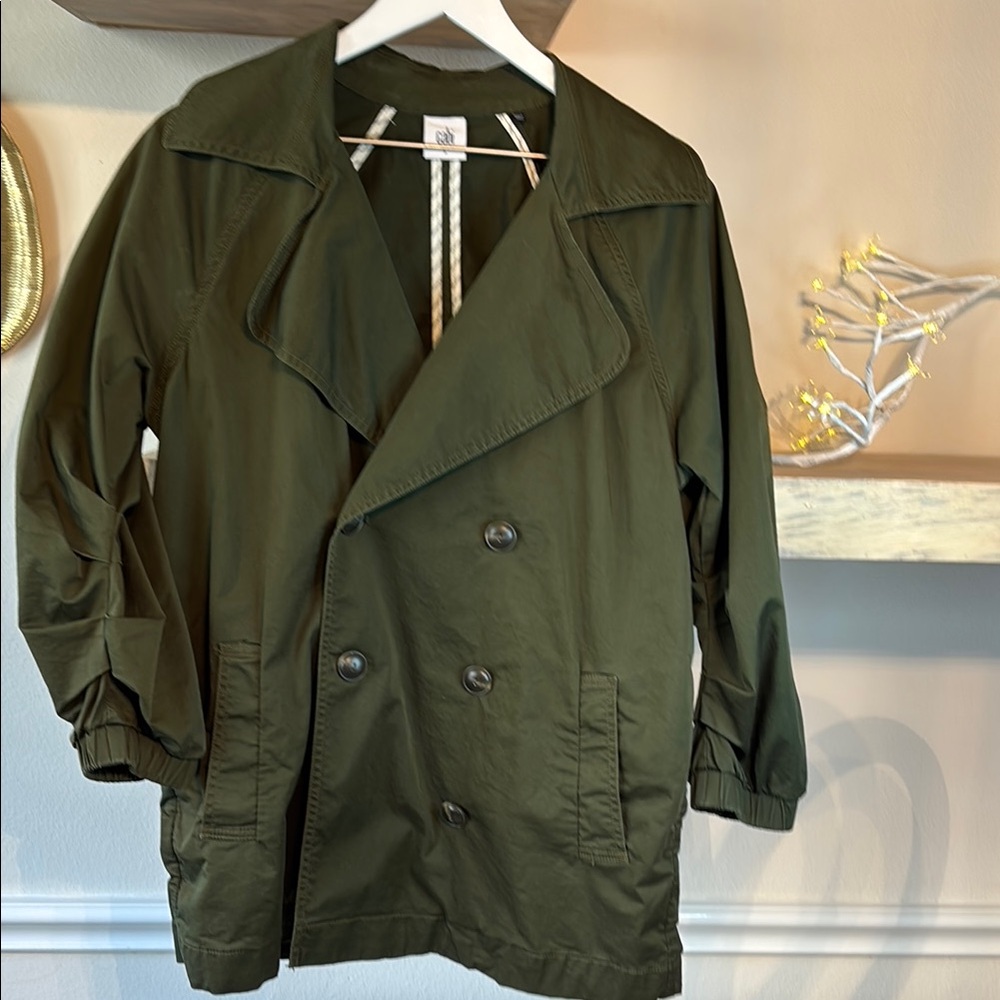 Olive Green Double-Breasted Trench Coat